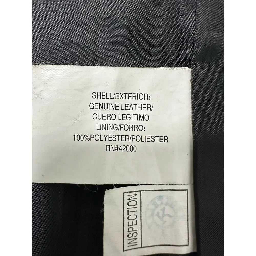 Kathy Ireland Classic Black Car Length Leather Jacket Pockets Plus Size 1X